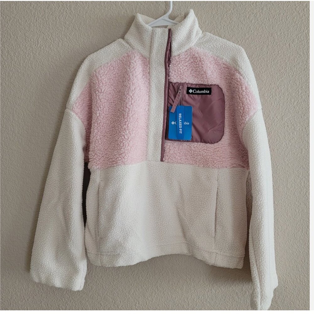 Columbia Lodge Sherpa Pullover in Chalk Dusty Pink - Picture 5 of 7